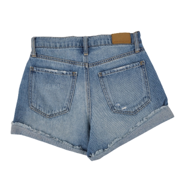 Aeropostale Medium Wash High Rise MOM SHORT 0 - Picture 3 of 10